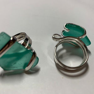 Alpaca Beach Glass Freeform Mint Ring NEW